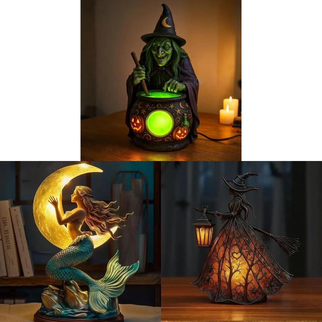Halloween Witch Ghost Mermaid Lamp With Usb Power For Party Decor And Gift Giving