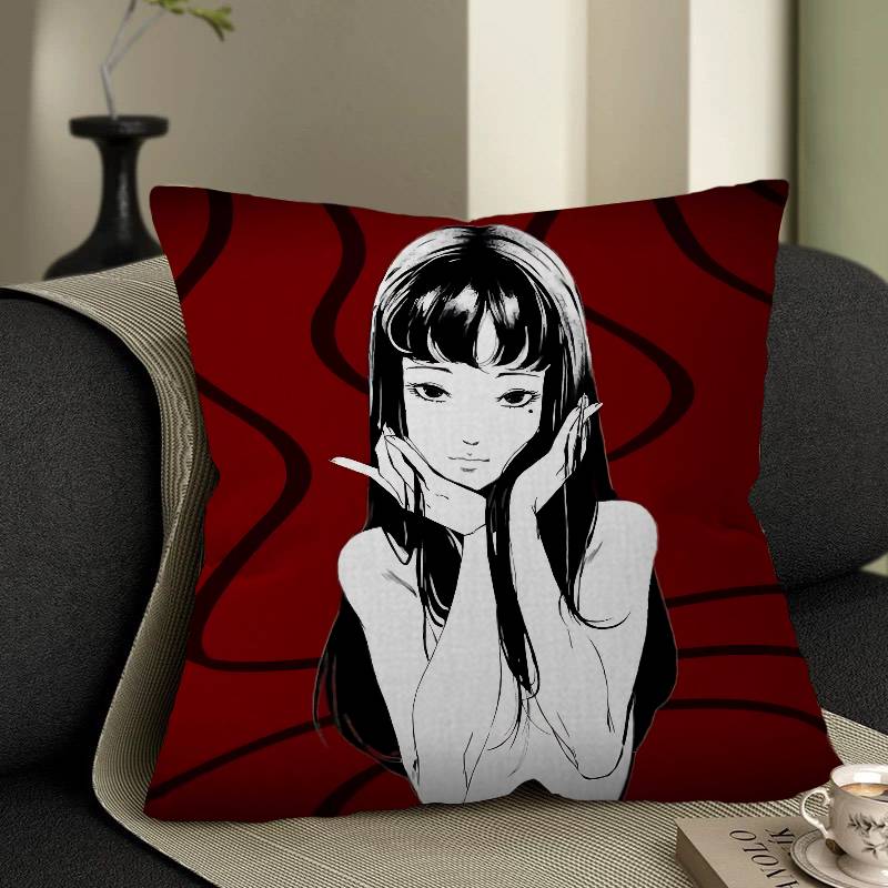 Junji Ito Kawakami Tomie Cushion Cover Polyester Sofa Cushions Decorative Throw Pillows Home Decoration Pillowcover