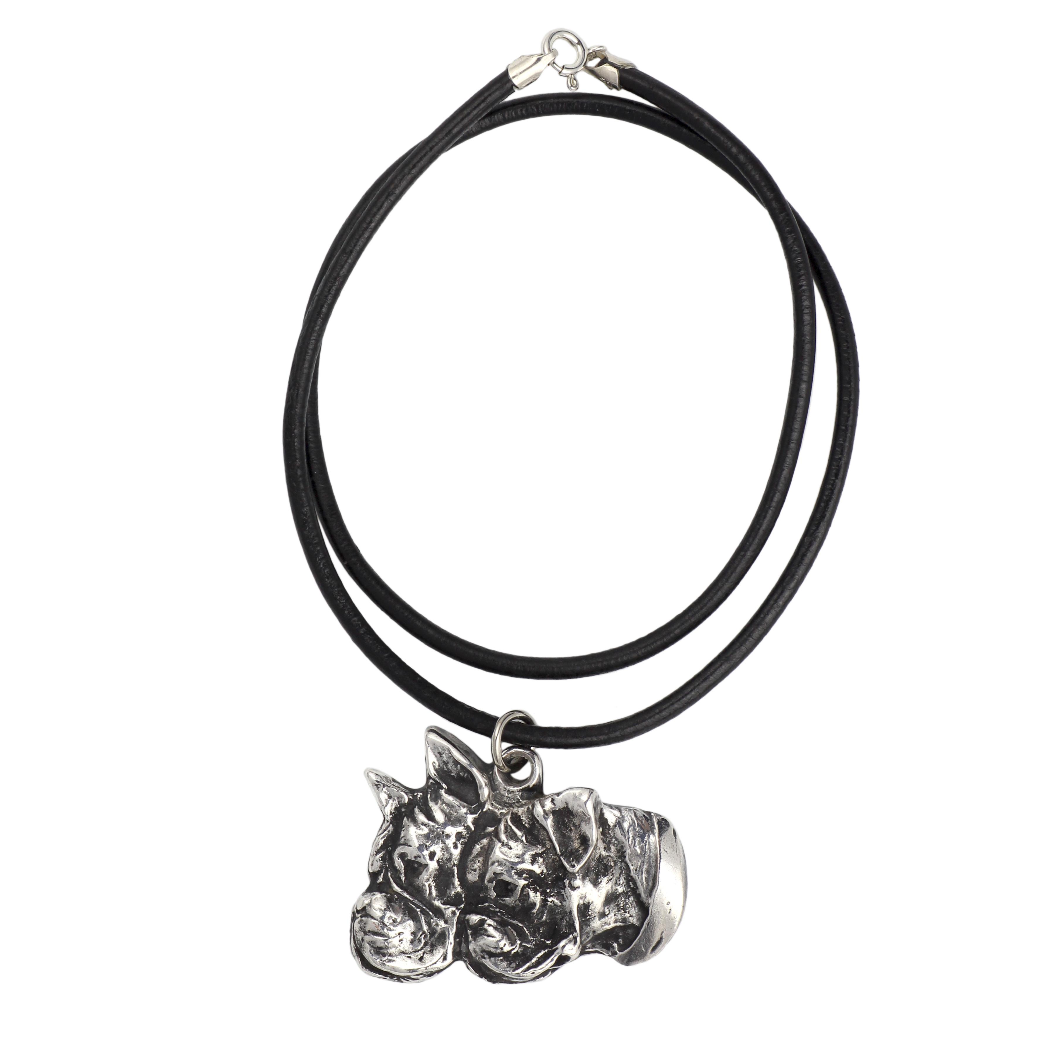 

Boxer, German Boxer IV - Necklace with dog, silver-plated pendant for dog fan, unique jewelry by Art-Dog brand срібний
