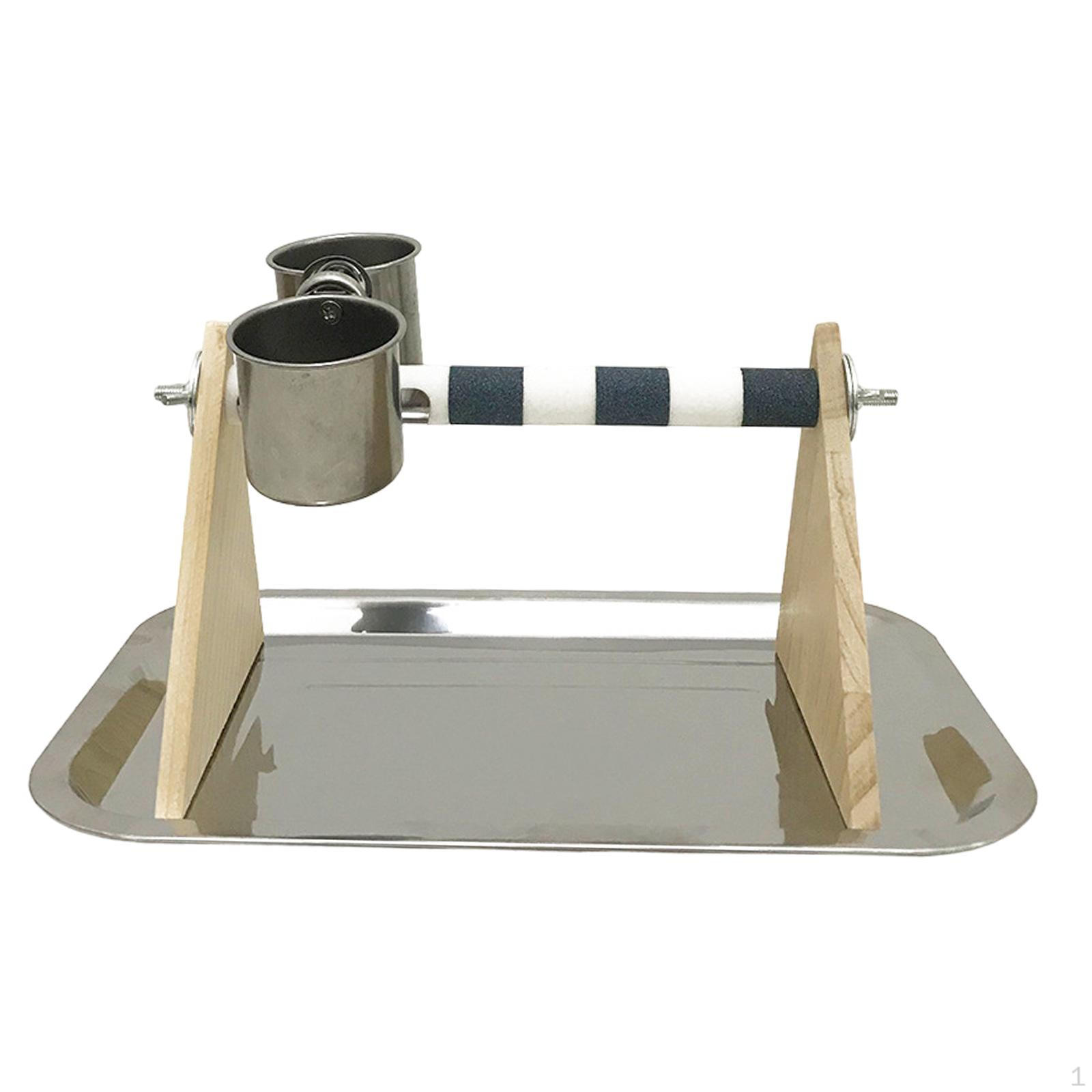 

Bird And Parrot Playground, Feeder, Food Bowl, Practical Wooden Perch for White Gray