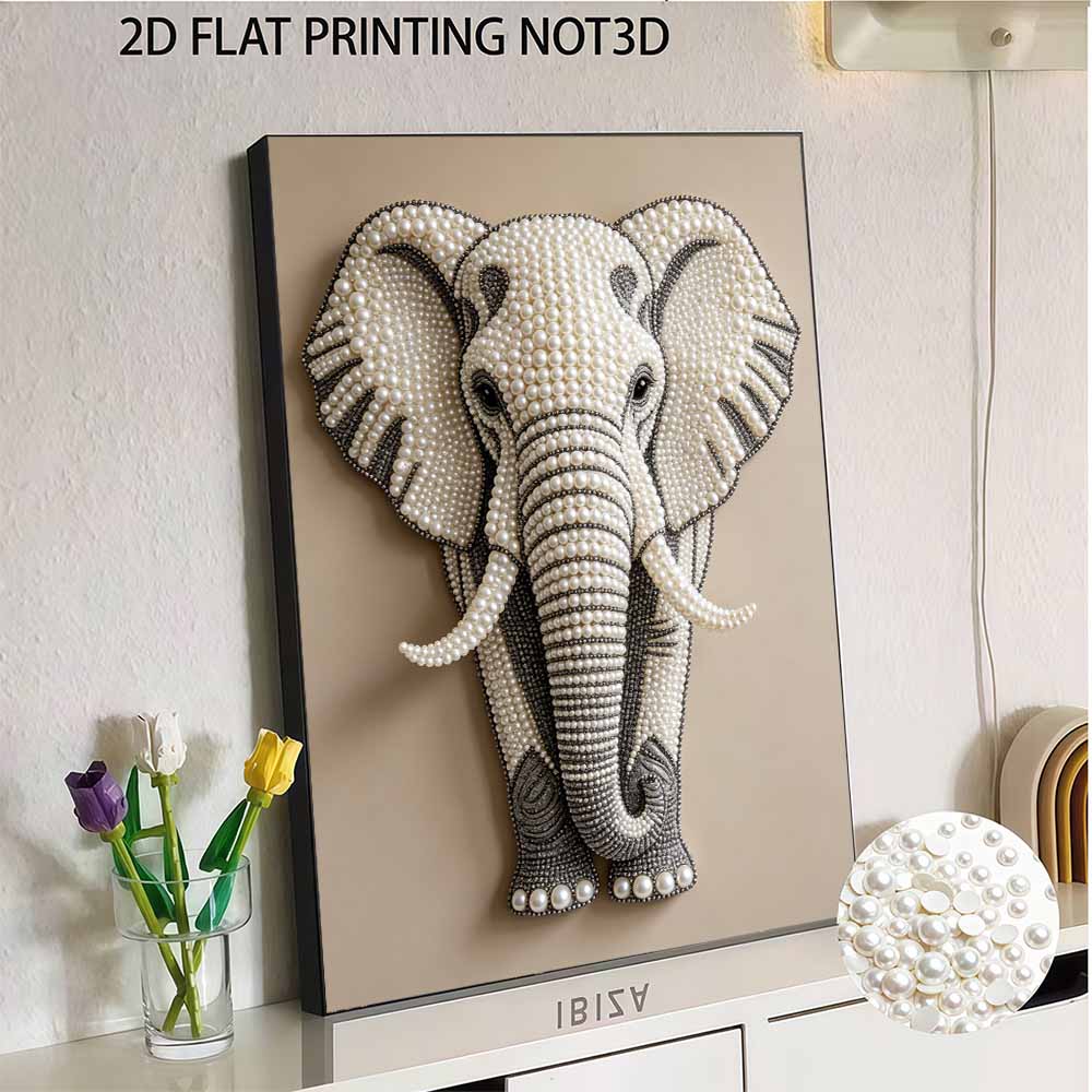 DIY Pearl Diamond Art Painting Kits for Adult and Beginners, Majestic Elephant Sparkling Painting Craft Home Wall Decor Handmade Gift