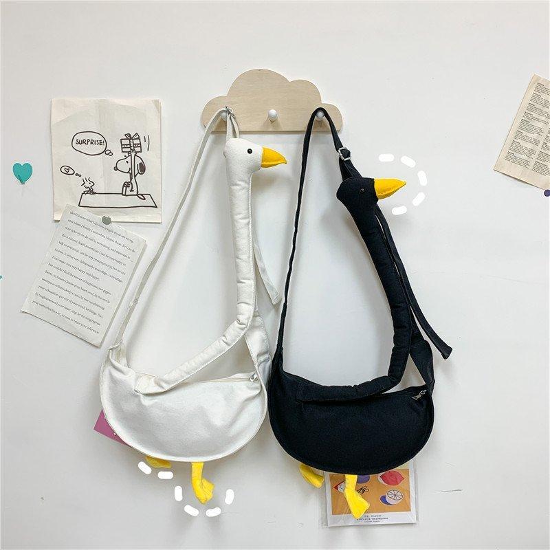 Canvas Bag Bag 2025 New Creative Duck Bag Casual Shoulder College Student Personality Cute Animal Bag
