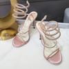 Fashion Stunning Pink Rhinestone - Embellished High Heels: Snake - Like Wrap - Around Design for A Sexy Look, Perfect for Special Events