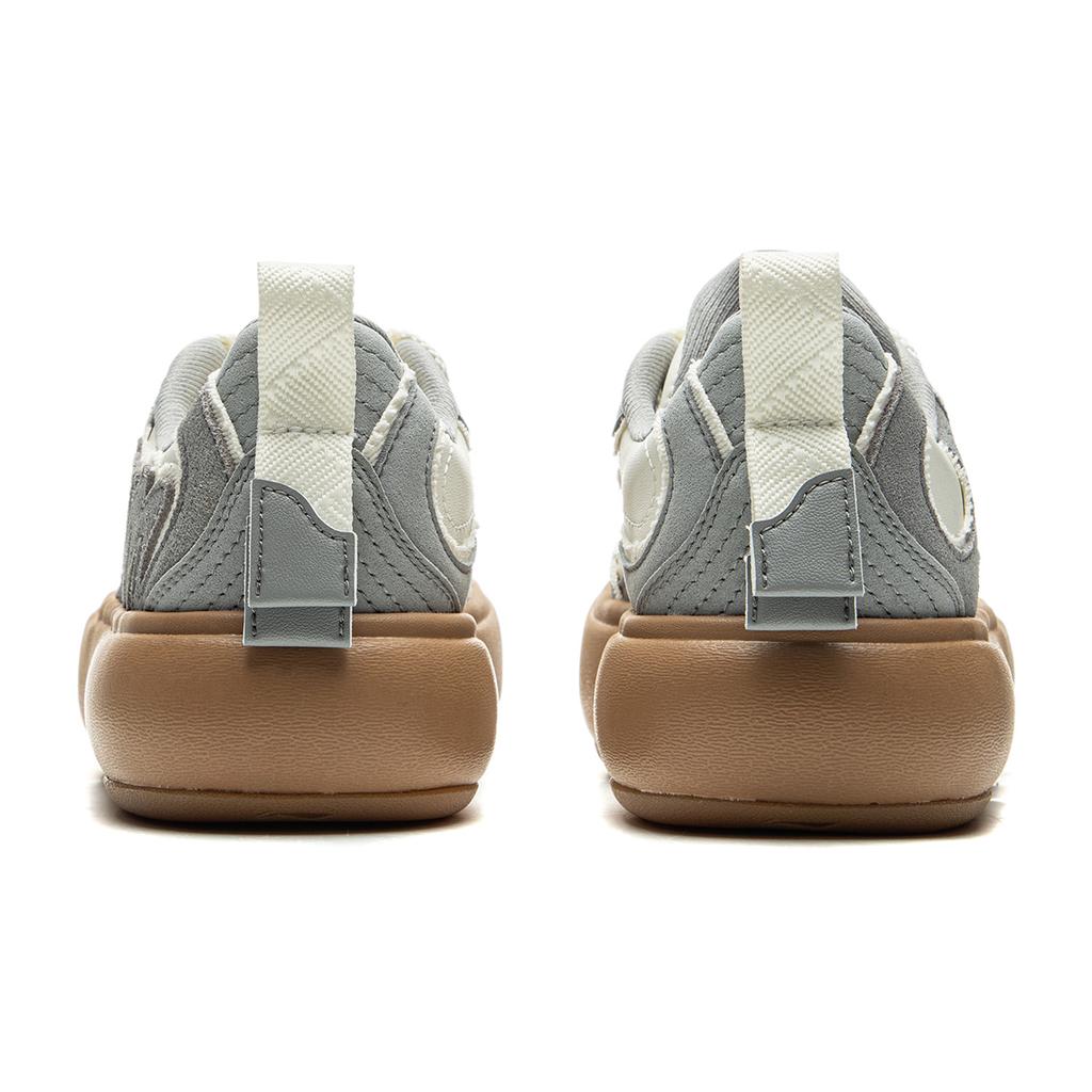 New LiNing Puff Platform Abrasion Resistant Slip Resistant Low Top Skateboard Shoes Women's Gray Beige AZGU068-1