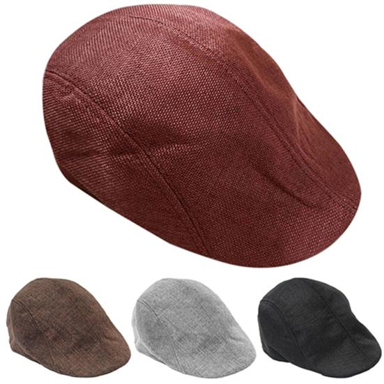 Hat Comfortable Solid Color Flax Breathable Peaked Cap for Daily Life