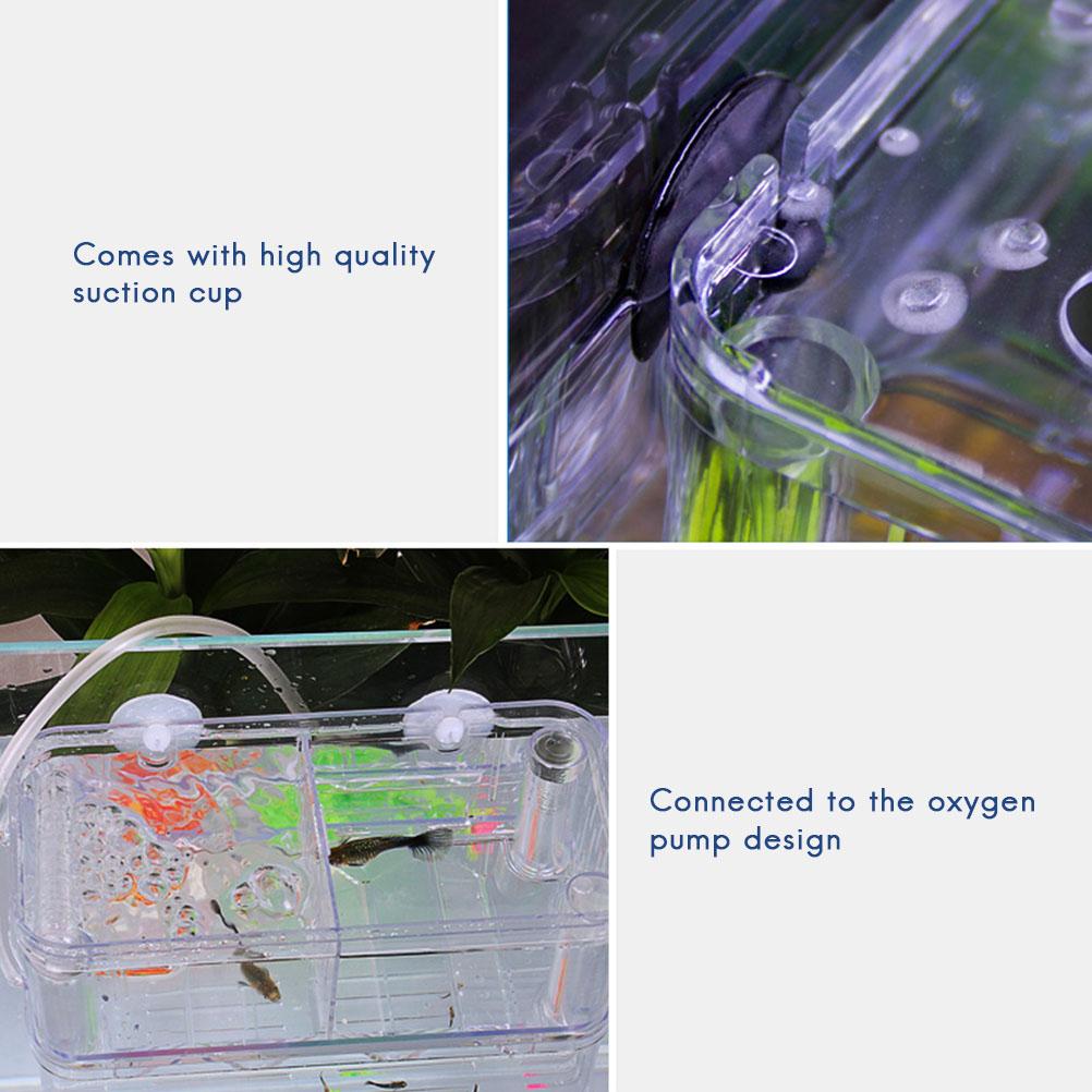 Acrylic Fish Breeding Aquarium Dual Layer Hanging Fry Baby Fish Hatchery Incubator Net Fish