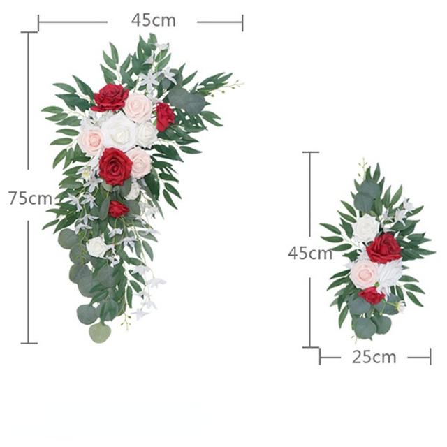 2pcs Artificial Wedding Arch Flowers Greenery Arbor Floral Arrangement Party Reception Backdrop Decor Multiple Style Ceremony