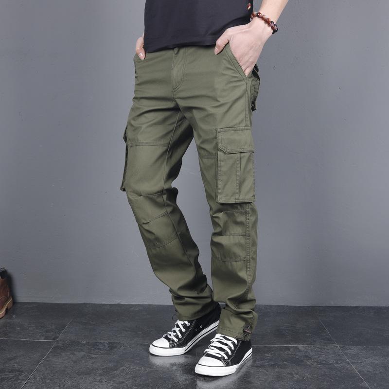 Men s Trendy Loose-Fit Cargo Pants, Casual Cotton, Multi-Pocket, Straight Leg for Autumn/Winter 2024 S армия зеленый