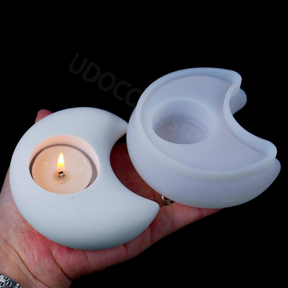 3D Candlestick Concrete Silicone Mold Star Moon Heart Shape Candle Holder Ornaments Cement Plaster Resin Craft Mould Home Decor