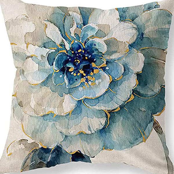 Retro American Plant Floral Print Linen Pillow Case Living Room Sofa Car Pillow Cushion