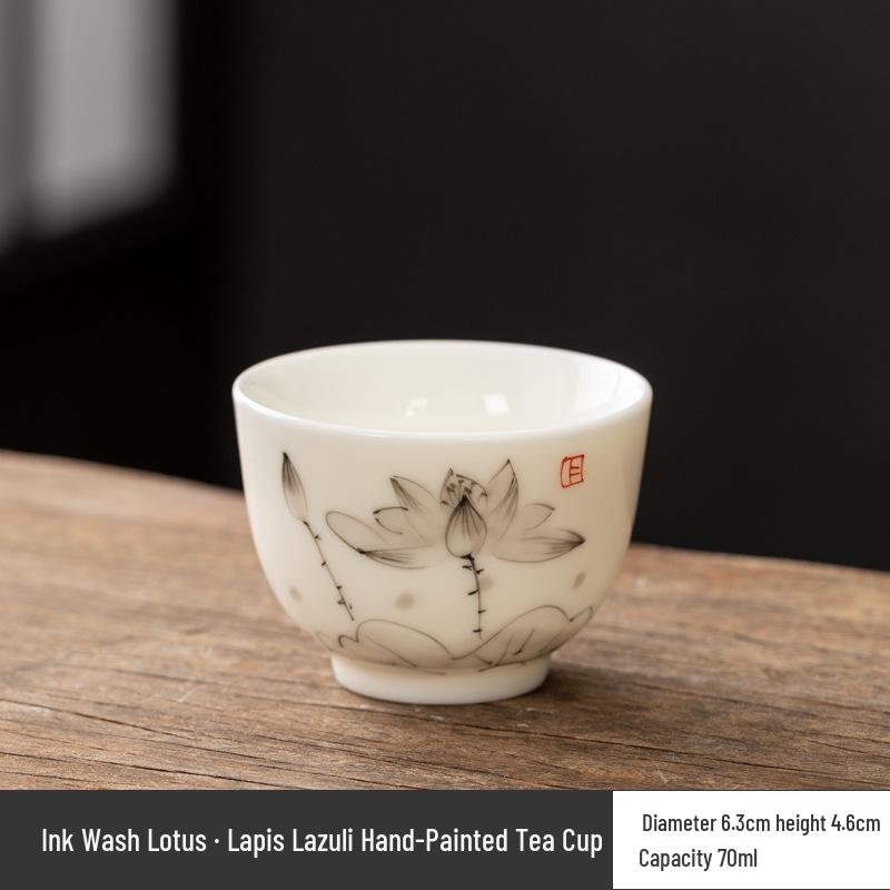 Hand-Painted White Porcelain Tea Cup, Personal Kung Fu Tea Set Bowl