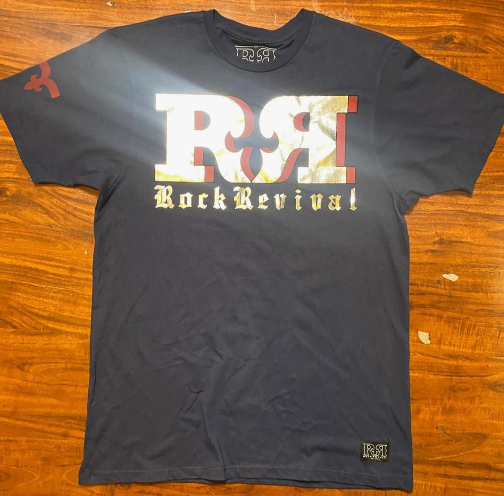

ROCK REVIVAL Haddock Double sided T-Shirt Navy -NWOT Unisex T-Shirt XL