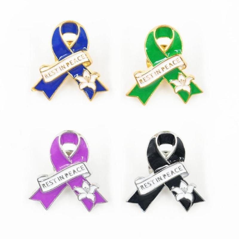 Rest in Peace Ribbon LilyBrooch Lightweight Design Corsage Pin Gift Giving Anniversary Celebrations Secure Fastening