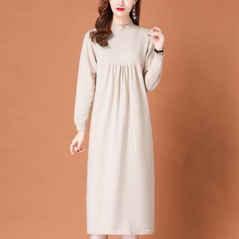 Πλεκτό Φόρεμα Γυναικείο Άνοιξη Φθινόπωρο Νέο Υψηλής Ποιότητας Φόρεμα Πουλόβερ Παλτό Εσωτερική Επένδυση Φούστα