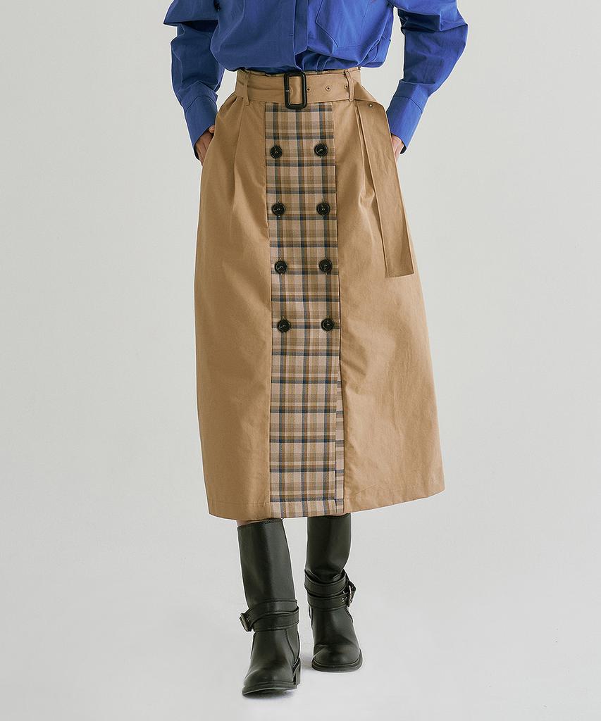 Peulleio Button Wrap Skirt _ Beige