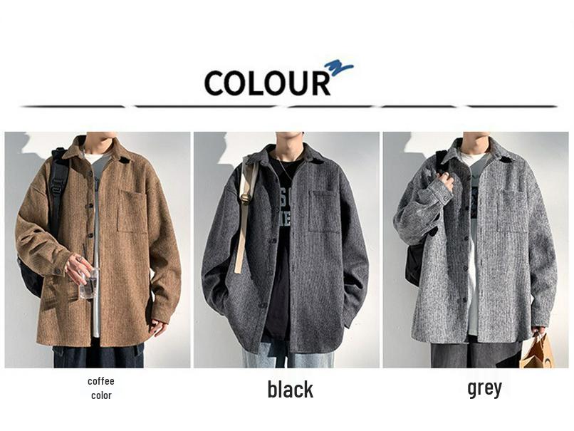 Men's Wool Coats - New Spring/Autumn Styles, Loose Fit, Retro, High-End Trendy Casual Lapel Jackets