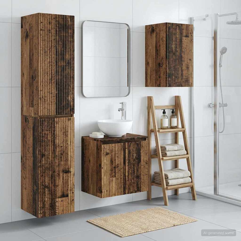 Bathroom Furniture Set 3 Pcs Reclaimed Wood 33 X 34.5 X 160 Cm