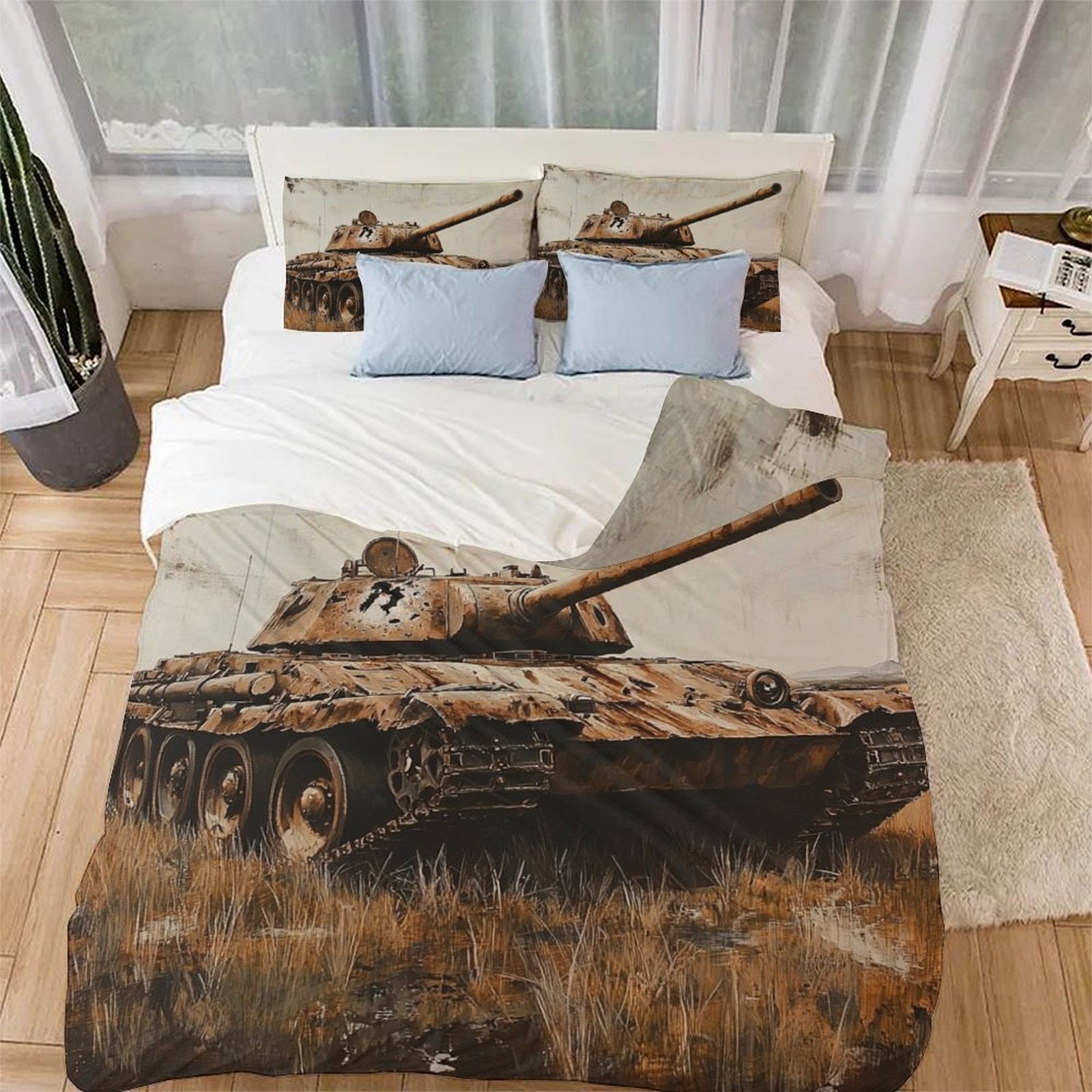 

Tank Printed Comfortable Quilt Cover Beding Set Soft Duvet Cover Suitable Childrens Children Kids plus Adult Peoples Warm Soft Breathable plus 100*200cm Single