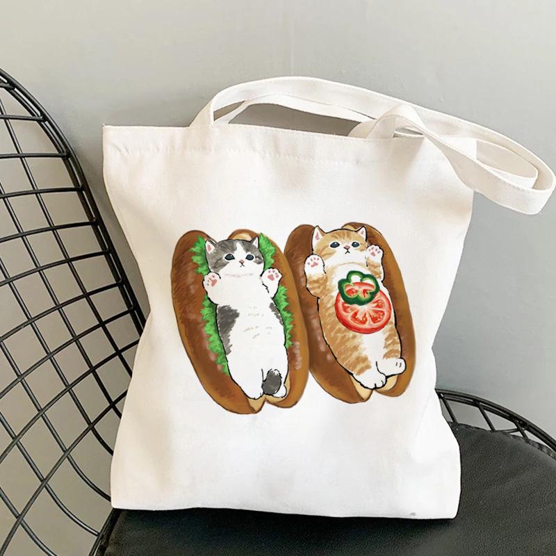 Kawaii Catshark Print Canvas Harajuku Shoulder Bag