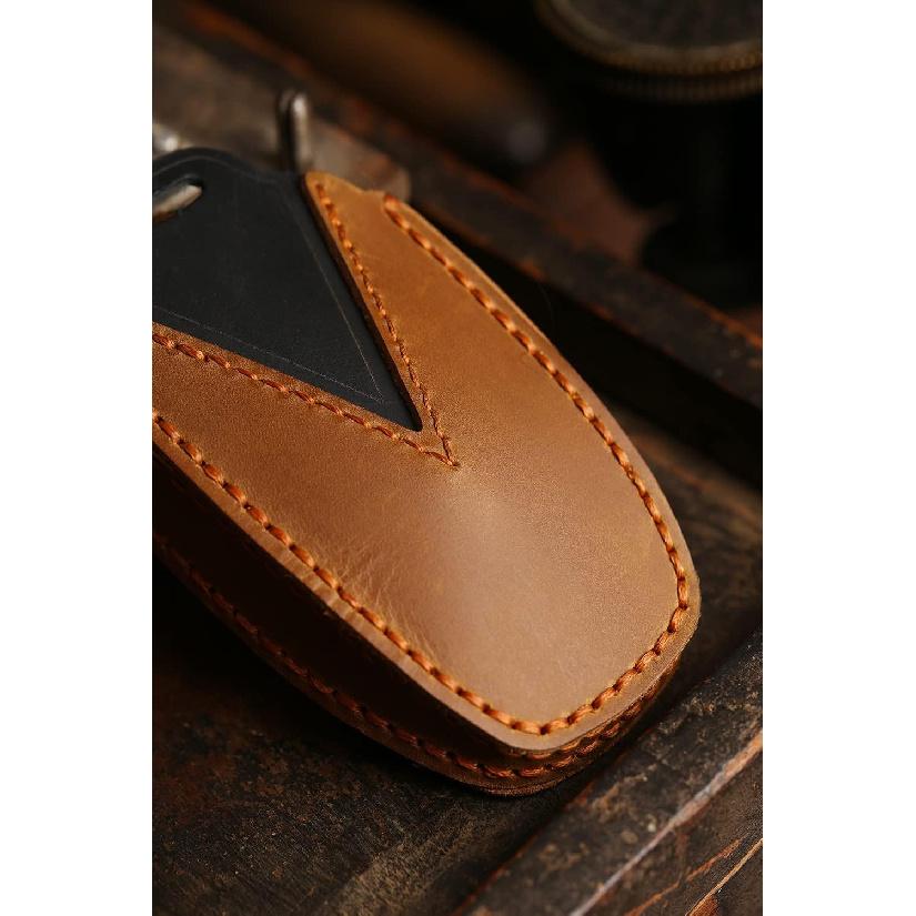 SANRILY Handmade Leather Key Fob Cover for Lincoln 2017 2018 2019 2020 2021 MKC MKX MKZ Continental Navigator 2019 2020 Nautilus 5 Button Smart Key