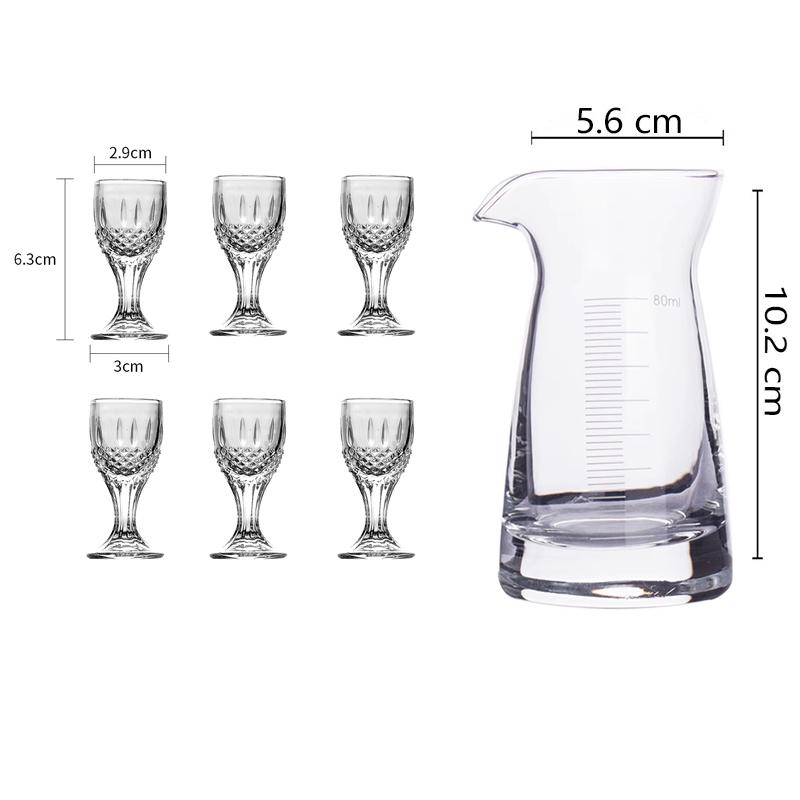 80ml Weindispenser 15ml 6er Sets Schnapsglas Diamant Kleines Stielweinglas Bar Luxus Baijiu Kessel Exquisites Glasgeschirr