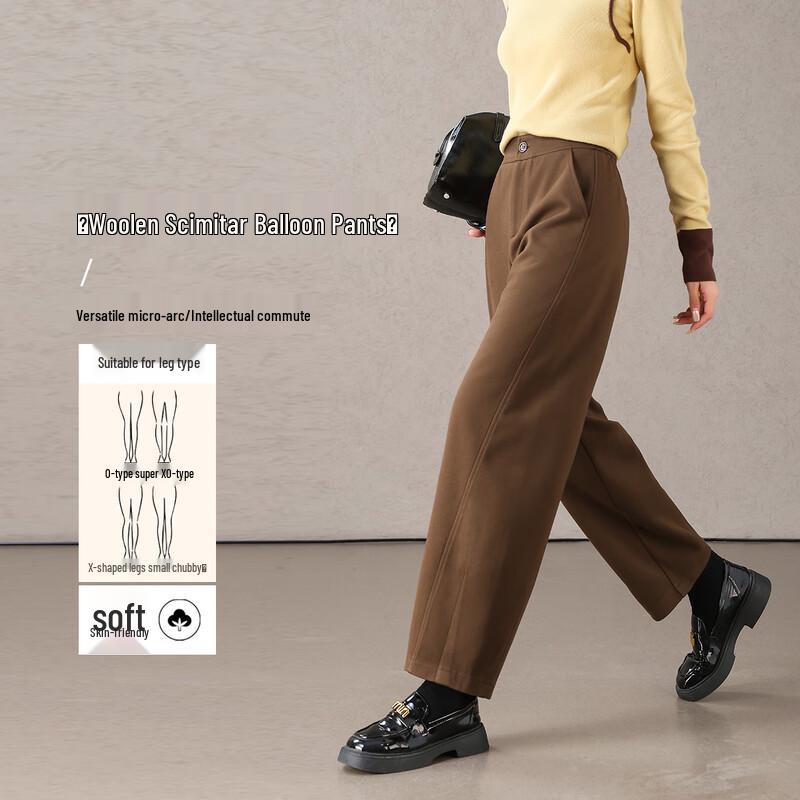 

Women s High-Waisted Wool-Blend Balloon Cropped Trousers XL