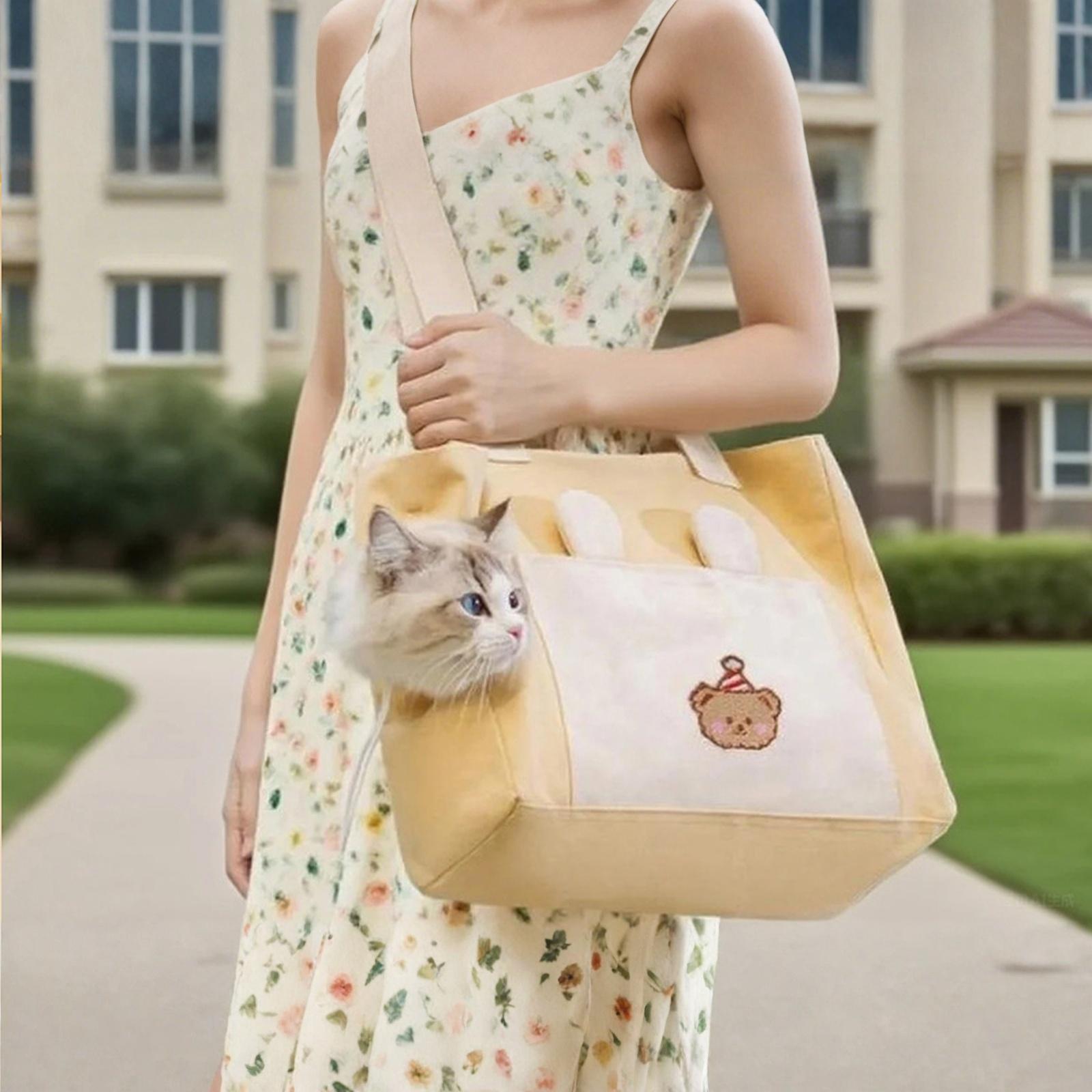 

Портативная сумка для переноски домашних животных: Холщовый рюкзак для /Собаки, Дышащий, Ручной и Плечевой One Size