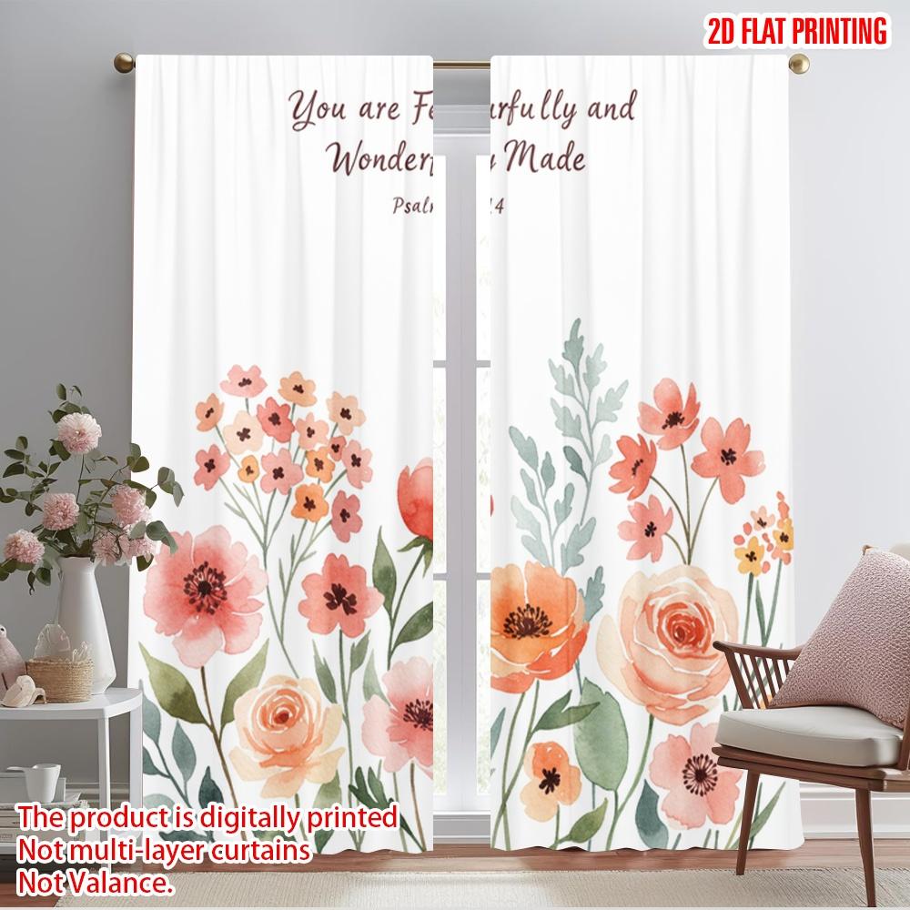 

2pcs 2D flat printing Party Window Curtains Fearfully Wonderfully Made Floral Polyester Without Electricity Party Decorations 52.50×116.00 CM 2pcs