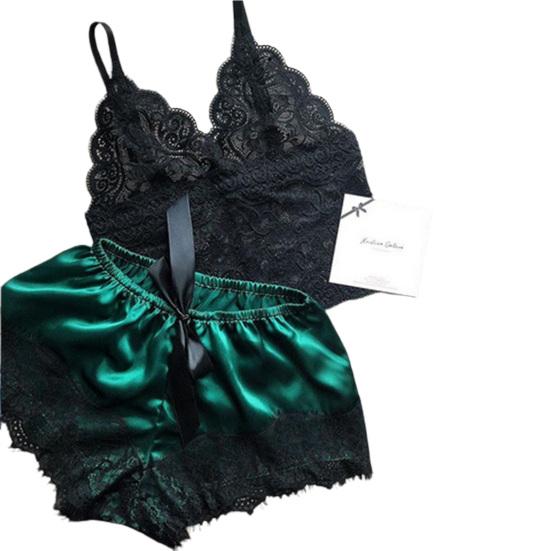 Sleepwear Set Lace Patchwork Ladies Sling Vesta s elastickým pasem Krátké kalhoty na líbánky