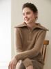 Damen Dick gestrickter Kaschmirpullover - Großer Reverskragen, Polo-Kragen mit halbem Reißverschluss, Vielseitige lockere Passform für Herbst und Winter