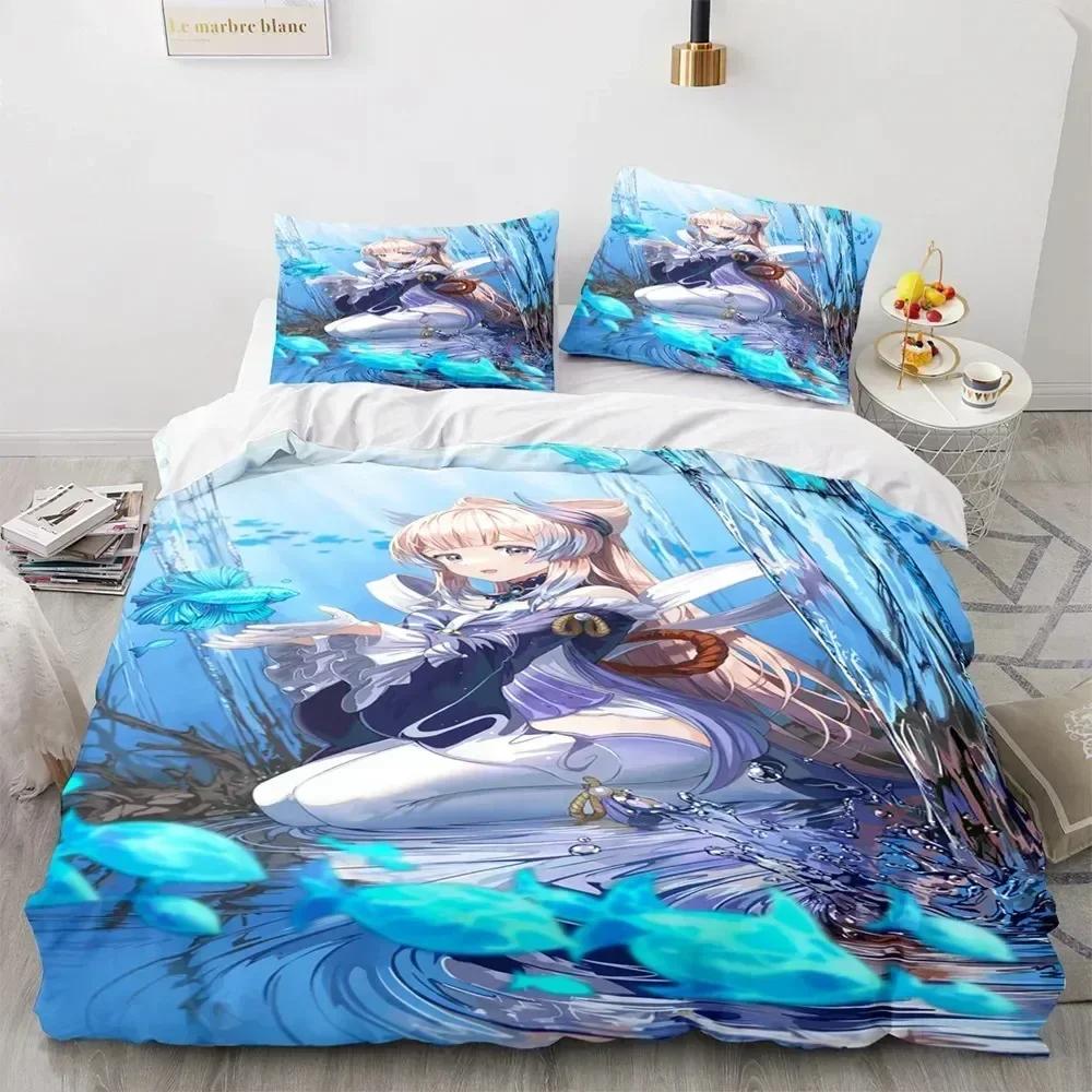 3D Print Anime Game Genshin Impact Bedding Set Printed Bed Set With Pillowcase Duvet Cover Soft Queen King Size Bedclothes Home