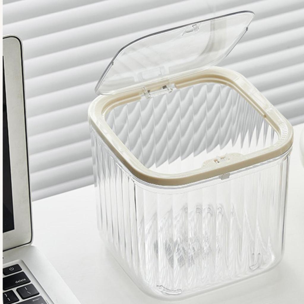 Desk Garbage Can Dustproof Skin Care Display Cases Clear Container Space-Saving Box For Kitchen Dorm Bathroom Bedroom Makeup