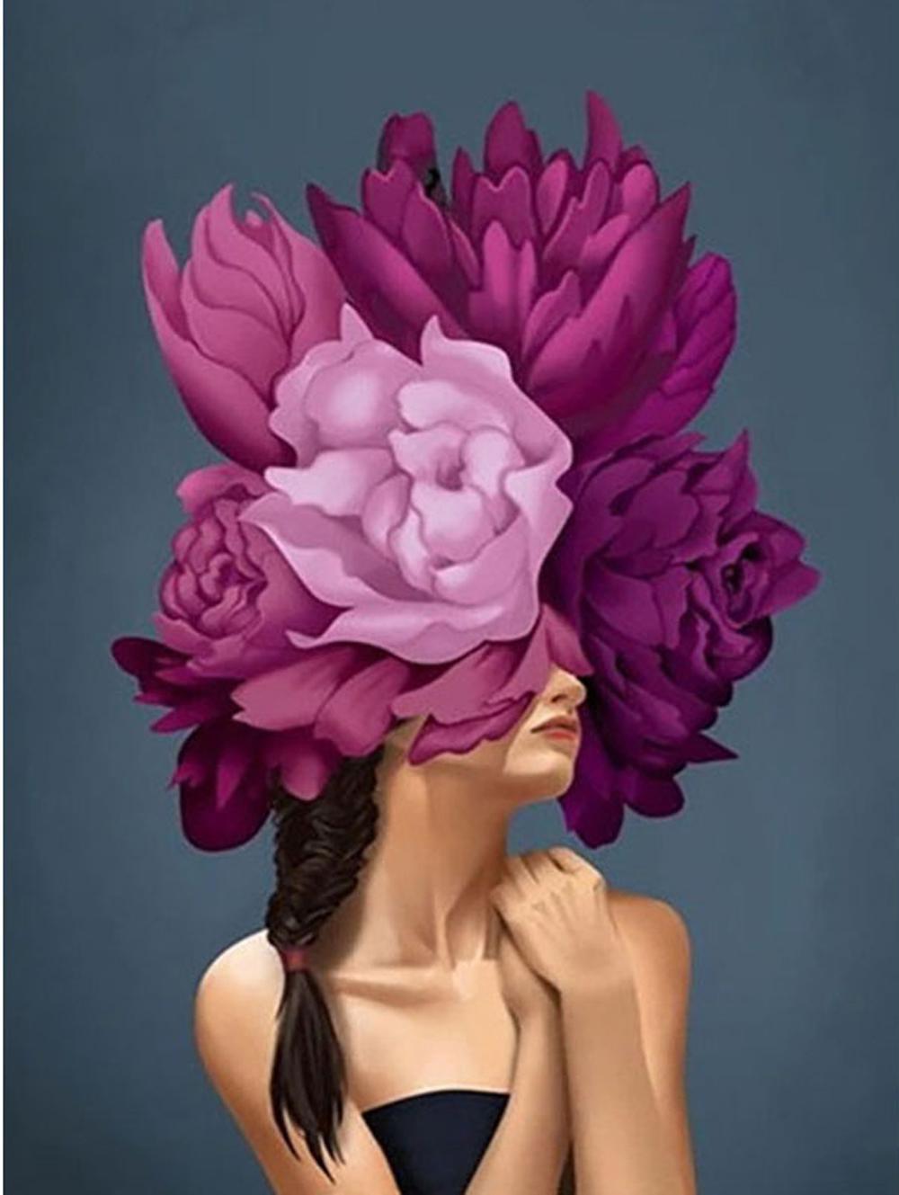 

5D Diy Алмазная художественная вышивка Девушка Абстрактная круглая алмазная живопись Мозаика Пейзаж Цветок Украшение дома Новогодний подарок 40x50cm