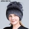 Pelz Hüte für Frauen Winter Echte Rex Kaninchen Hut Fuchs Pelz Kniting Weibliche Warme Schnee Kappen Damen Elegante Prinzessin Beanies kappe