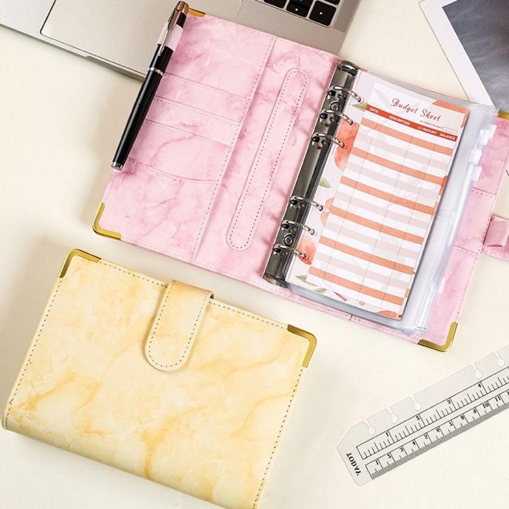PU Savings Challenges Book Marbling Cash Budget Book Notebook Money Planner Home Use