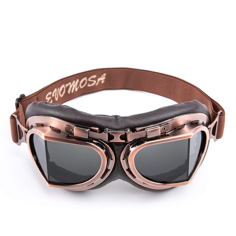 [Evomosa] Vintage Pilot-Style Motorcycle Goggles Eyewear for Half Helmets