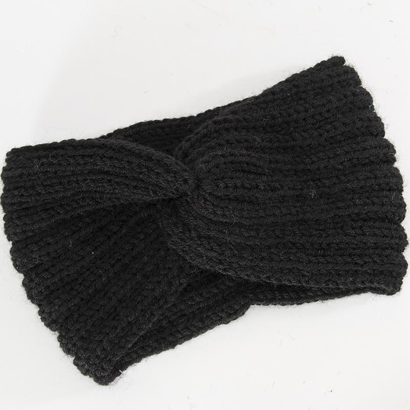 Autumn and Winter Knitted Hair Accessories Hair Band Cross Head Cover Elastic Warm Women's Sports Hair Band