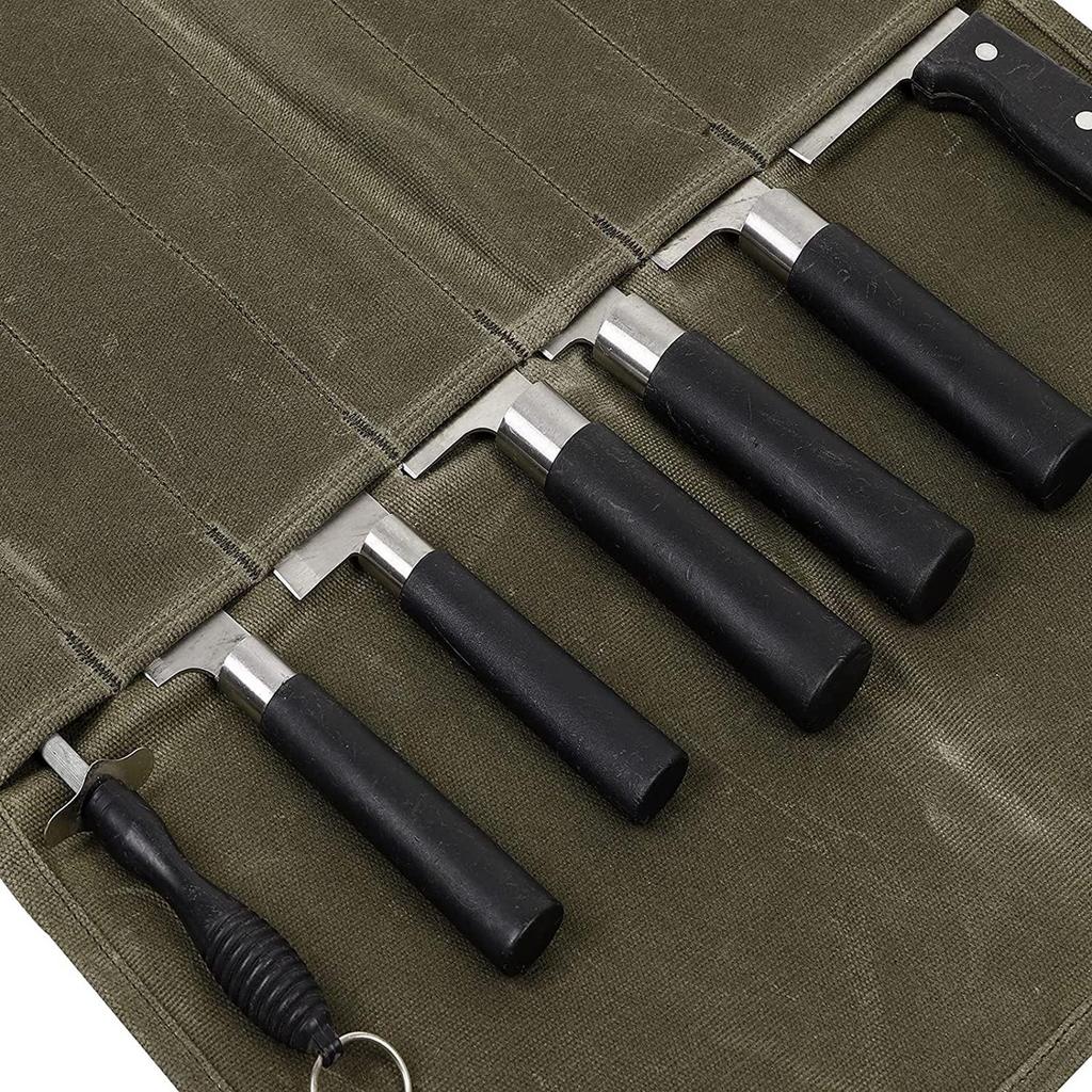 Chef Knife Storage Bag Canvas Roll Bag Wrap Case Holder Organizer for Culinary School Camping and Kitchen Use