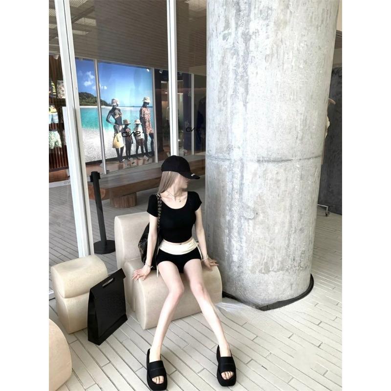 Vintage Sexy Bodycon 2 Piece Shorts Pant Sets 2024 Summer Y2k Slim Print Crop Tops + Casual Streetwear Pants Korean Fashion