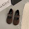 Retro Round Head Double Buckle with Mary Jane Shoes Women's 2025 Spring and Autumn Korean Version of the Style Shallow Mouth Fashion Versatile Sin
