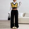 A New Autumn Korean-style V-neck Woolen Checkered Vest for Women