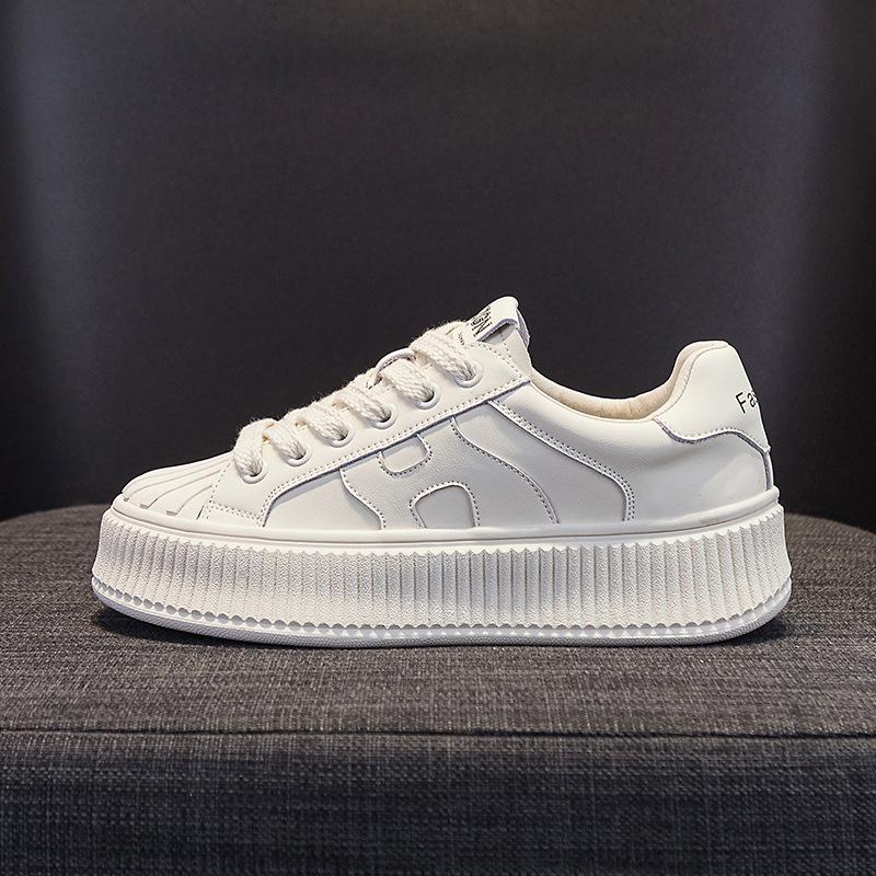 Little white shoes women's autumn and winter new shell head platform biscuit shoes versatile four seasons sports style casual board shoes flat shoes