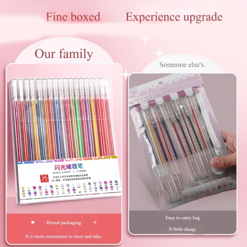 Glitter Gel Pens Pack Colored Glitter Pens, Colorful Sparkles Gel Markers for Journaling Coloring Art Crafting Supplies