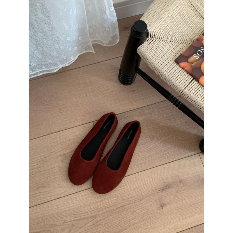 

2025 новая осень французский темперамент с юбкой мелкий вырез для работы вечерние туфли-лодочки балетки 39 бордовый