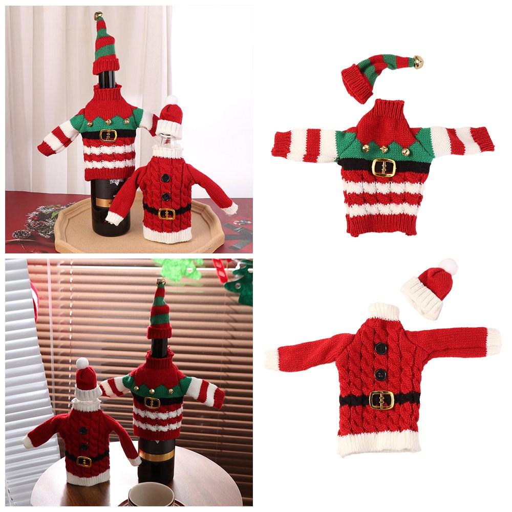 DIY Christmas Wine Bottle Cover Handmade Wine Bottle Knitted Sweaters  Party Supplies