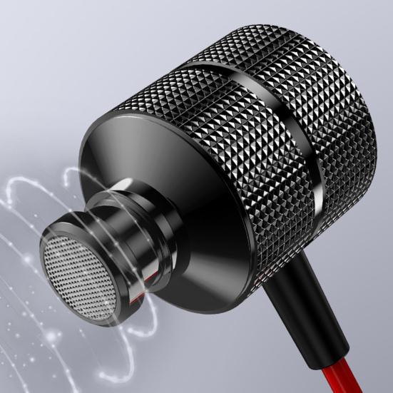 Earphones Skin-friendly Noise Reduction Metal Body In-ear Wired Nylon Braided Earbuds for Sports