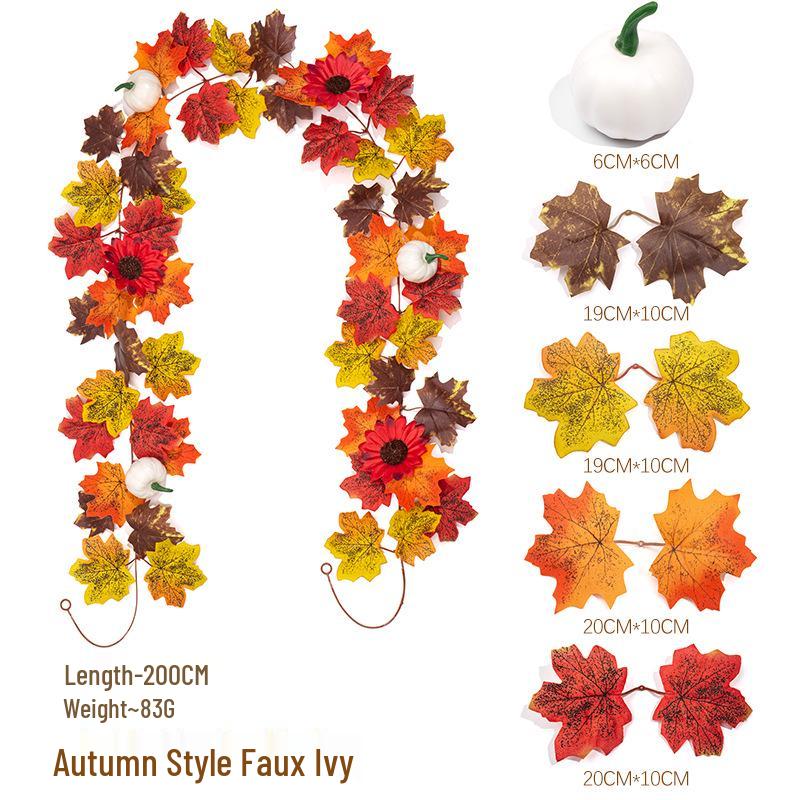 Artificial Maple Leaf Vine Autumn Thanksgiving Home Decor Greenery.