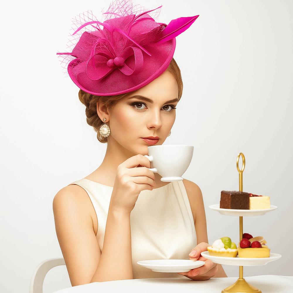 Exquisite Tea Party Mesh Hair Band Bowknot Bride Headdress Vintage Feathers Fascinator Hat  Lady