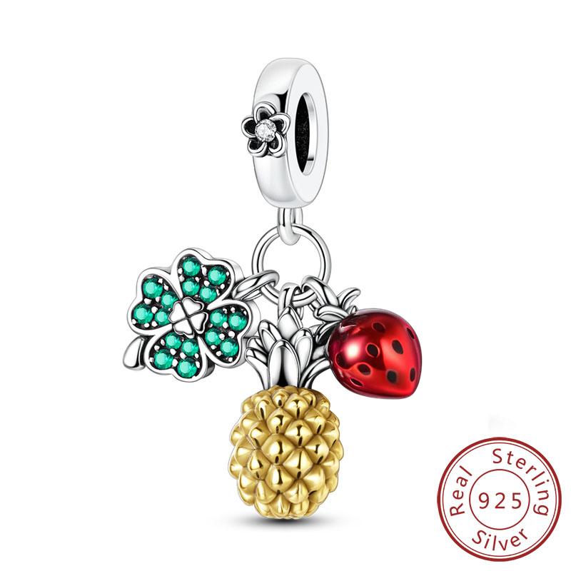 Original Charms Beads Copper Golden Bow Leopard Cat Dog Sunflower Beads Fit Pendant Bracelet Women Jewelry Gift