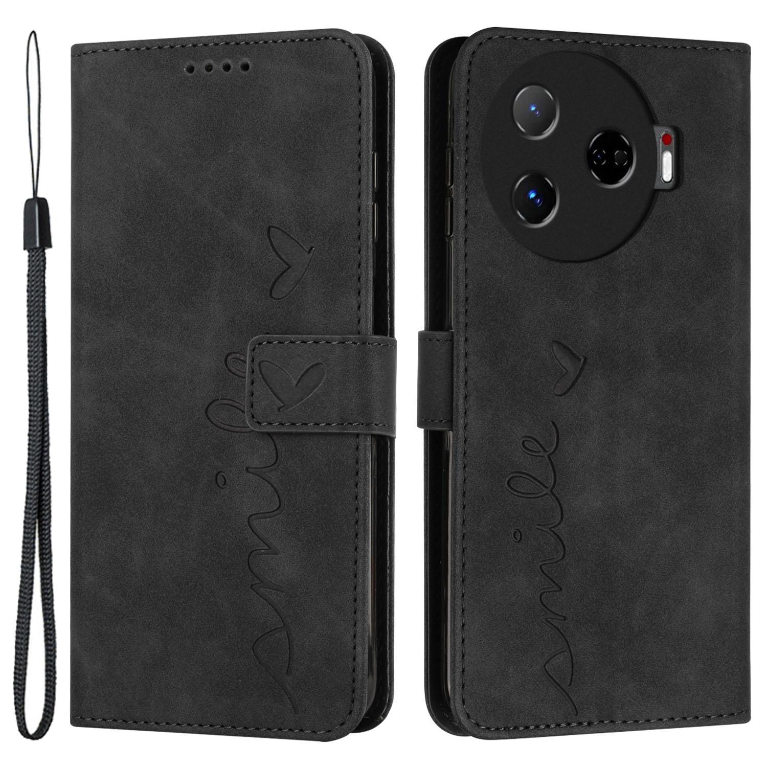 

For TECNO Camon 30 Pro 5G Case Wallet Love Heart Leather Phone Cover Black